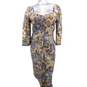 NWT Metallic Jacquard Philosophy Midi Dress di ALBERTA FERRETTI Designer  Size 8